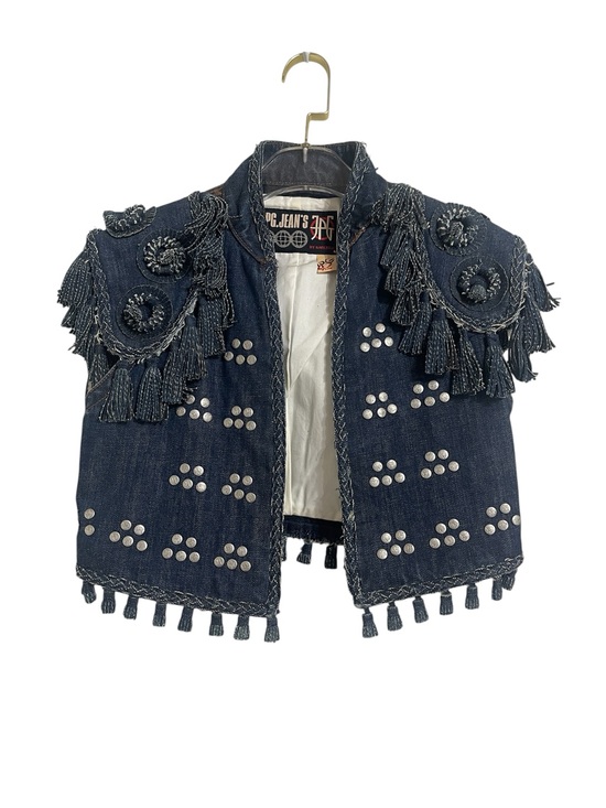 Jean Paul Gaultier Jackets & Blazers - JPG Jean Paul Gaultier Fringe Studded Denim Vest Jacket